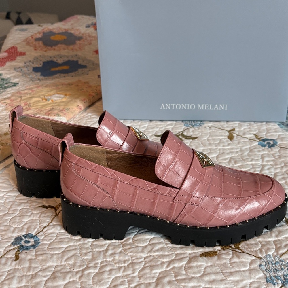 Antonio Melani Blush Arlo Croc-Embossed Loafers Size 8.5 - Picture 6 of 15
